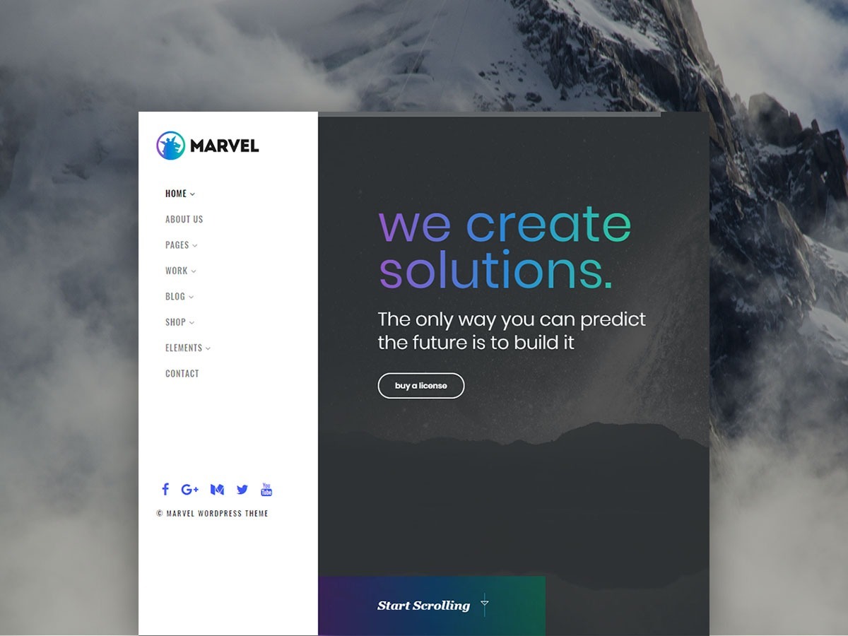 Marvel WordPress Theme - Vertical Navigation Menu Template